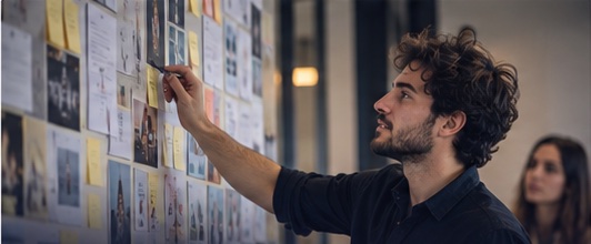 Profesional trabaja en una estrategia de marketing